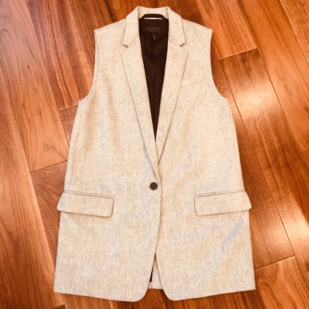 RAG & BONE Tailored Wool Sleeveless Blazer Vest